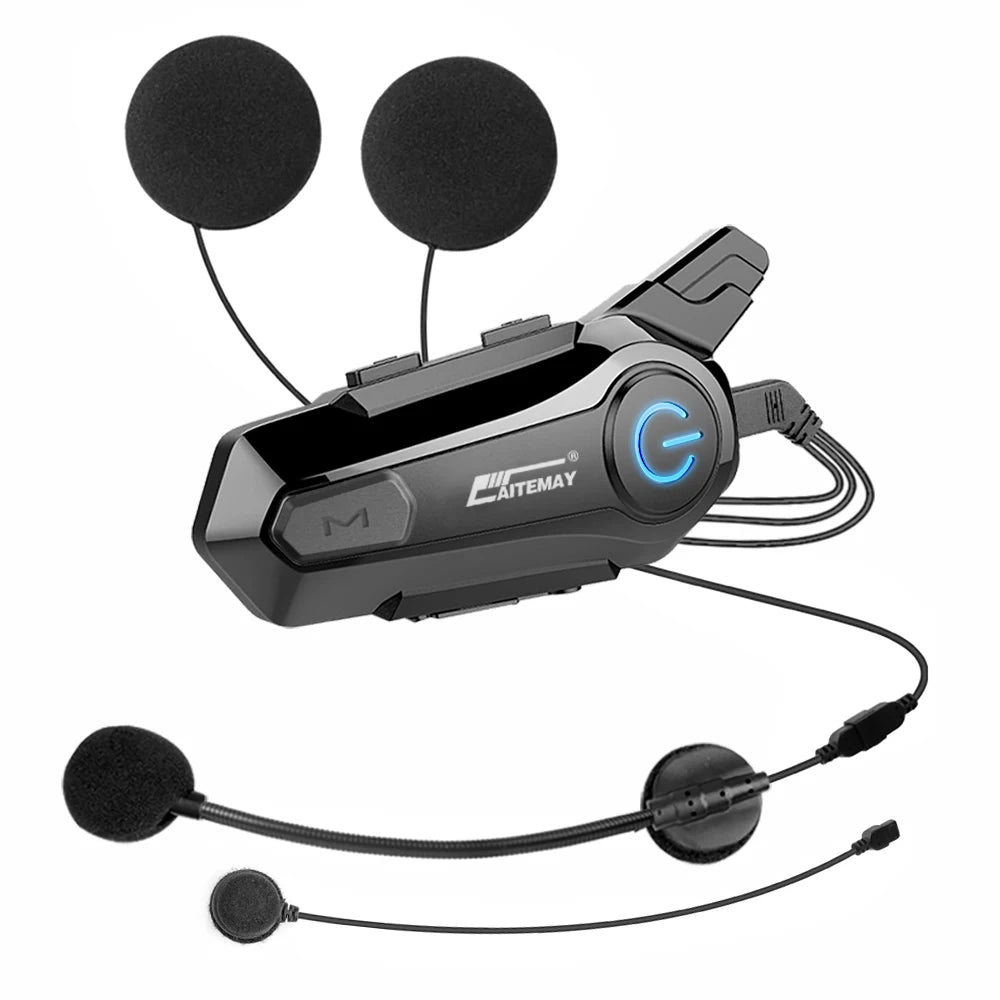 Motorcycle Helmet Intercom Headset Bluetooth Waterproof Moter Interphone for 2 Riders 1000M Interphone Communicator