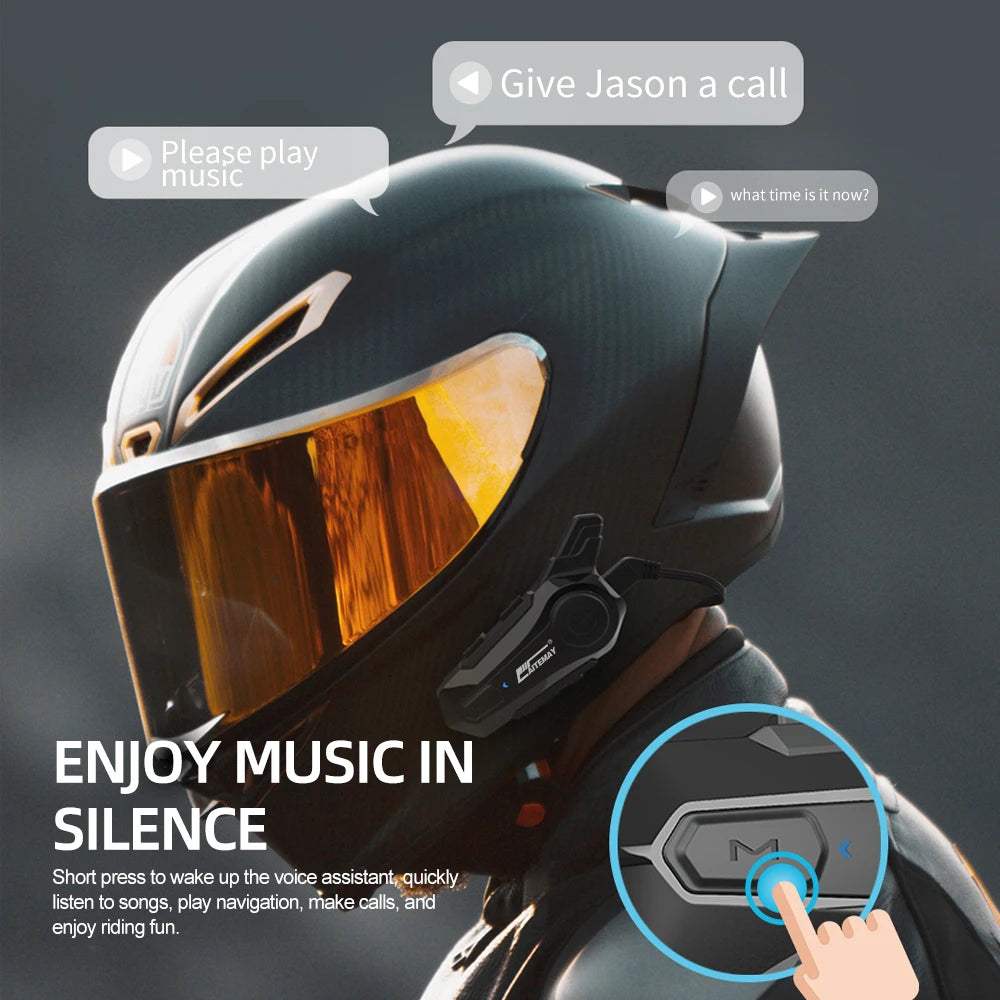 Helmet Intercom Bluetooth 5.0 Motorcycle Wireless Headset 1000m Interphone Speaker Handsfree walkie helmet talkie