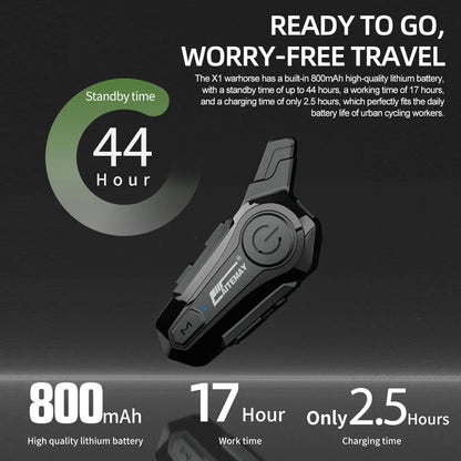 Motorcycle Bluetooth 1000M Intercom Helmet Headset For 2 Rider Intercomunicador Moto Waterproof Interphone Earphone