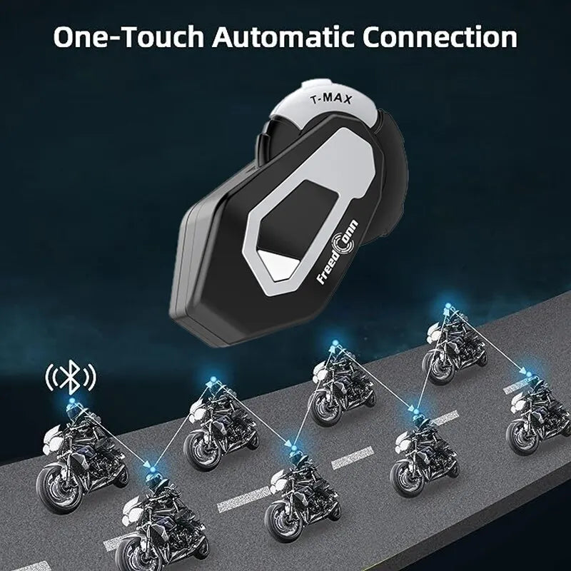 Freedconn T Max Helmet Intercom Motorcycle Bluetooth 5.0 Headsets Handsfree Communicator Waterproof FM Radio 6 Riders 1000M