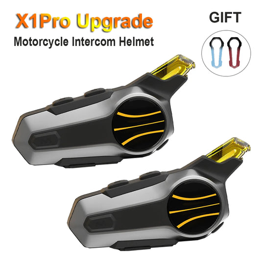 Pro Motorcycle Intercom Helmet Headset Bluetooth 5.3 Motorbike Headphone Waterproof Wireless Communication Interphone